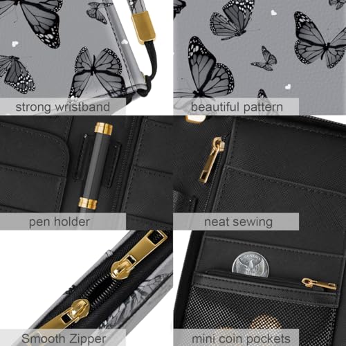Simikol Family Passport Holder Wallet RFID Blocking Document Organizer PU Leather Mulit-purpose Travel Wallet Credit Cards Case for Women Men, Butterflies - Image 4