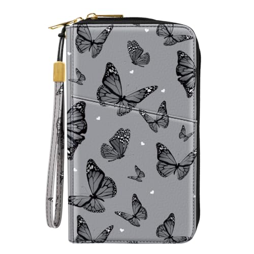 Simikol Family Passport Holder Wallet RFID Blocking Document Organizer PU Leather Mulit-purpose Travel Wallet Credit Cards Case for Women Men, Butterflies - Image 1
