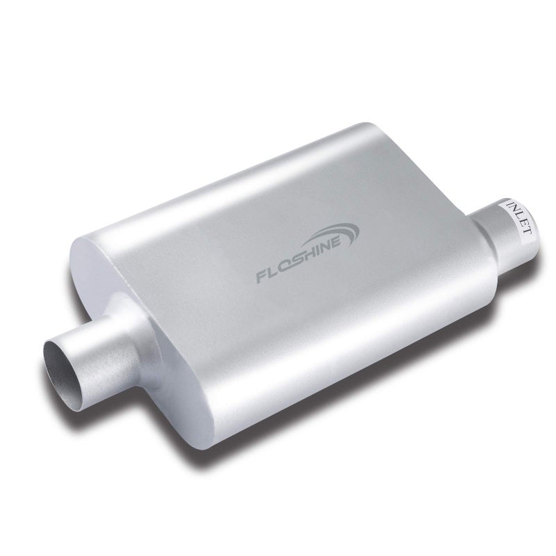 Floshine Universal Mufflers Dual Chamber 2.5" offset inlet (ID) 2.5" center outlet (ID) Performance Automotive Muffler Exhaust FH42541 - Image 1