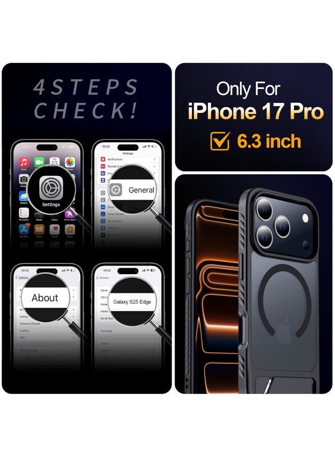 MOZOTER for 17 Pro Case with Kickstand,[Compatible with MagSafe] [12FT Military Grade Protection] Slim Translucent Matte Shockproof Phone Case for 17 Pro,6.3",Black - Image 2