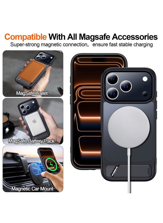 MOZOTER for 17 Pro Case with Kickstand,[Compatible with MagSafe] [12FT Military Grade Protection] Slim Translucent Matte Shockproof Phone Case for 17 Pro,6.3",Black - Image 4