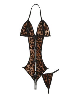 Sunlu TAM Satin Silk Pajamas Leopard Print Pajamas Lingerie  Underwear Sleepwear Satin 