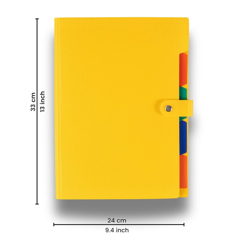 sps محفظة ملفات قابلة للتوسع بـ 5 جيوب - تناسب مستندات بحجم A4 وحجم الرسالة، حافظة ملفات، حامل ملفات للاستخدام في المكتب والمدرسة والمنزل - أصفر - Image 4