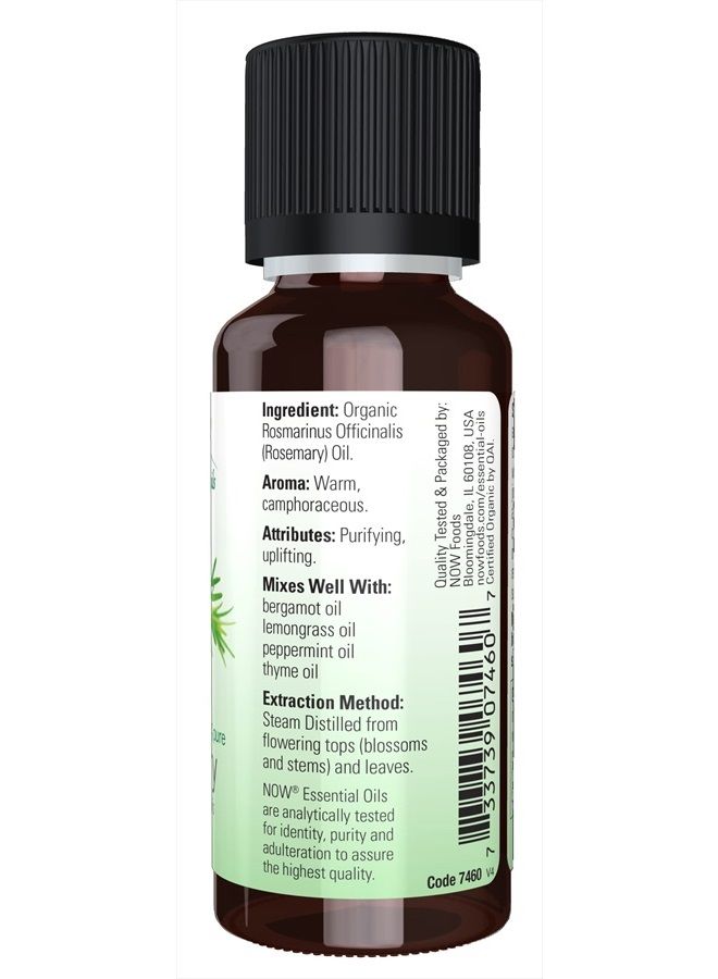 now Essential Oils, Organic Rosemary Oil, Purifying Aromatherapy Scent, Steam Distilled, 100% Pure, Vegan, Child Resistant Cap, 1-Ounce - Image 2