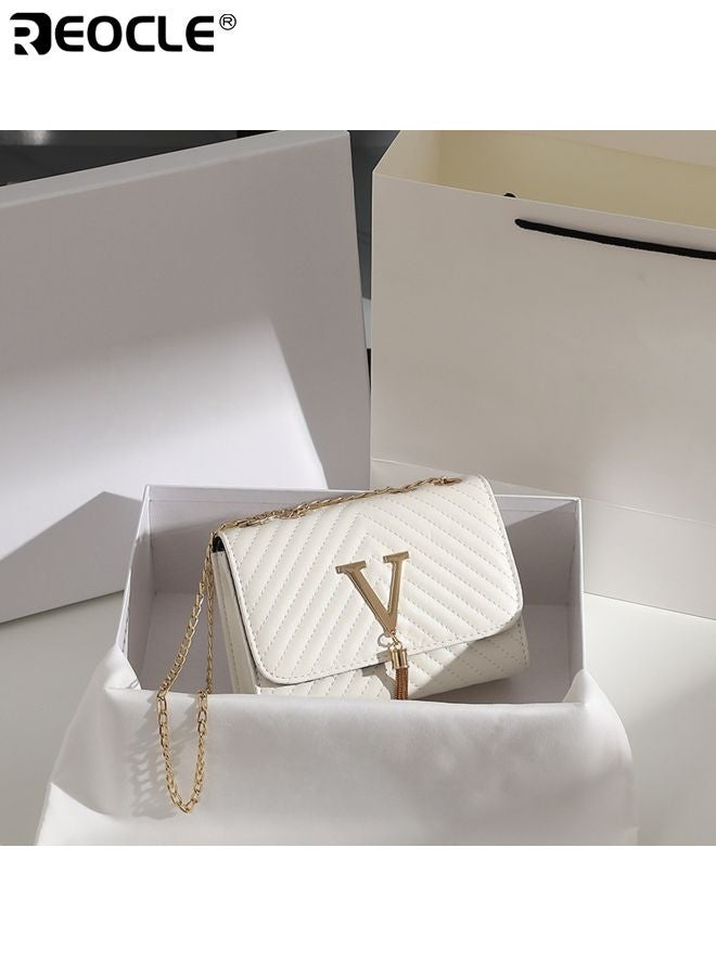 REOCLE Women's Vintage Stripe Embroidered Shoulder Bag with V-Shape Fringe Detail Bohemian Crossbody Purse with Adjustable Strap for Casual Daily Use - Image 2