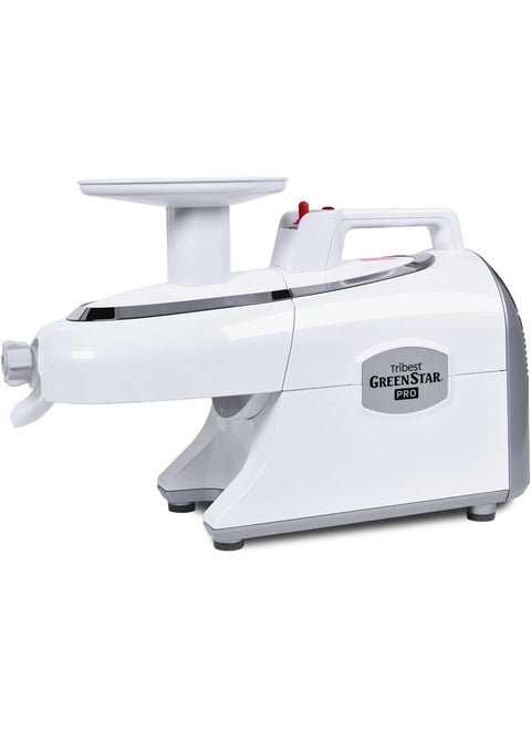 Tribest Greenstar GSP501B Pro Jumbo Slow Masticating Juicer Twin Gear Cold Press Juicer  Juice Extractor White