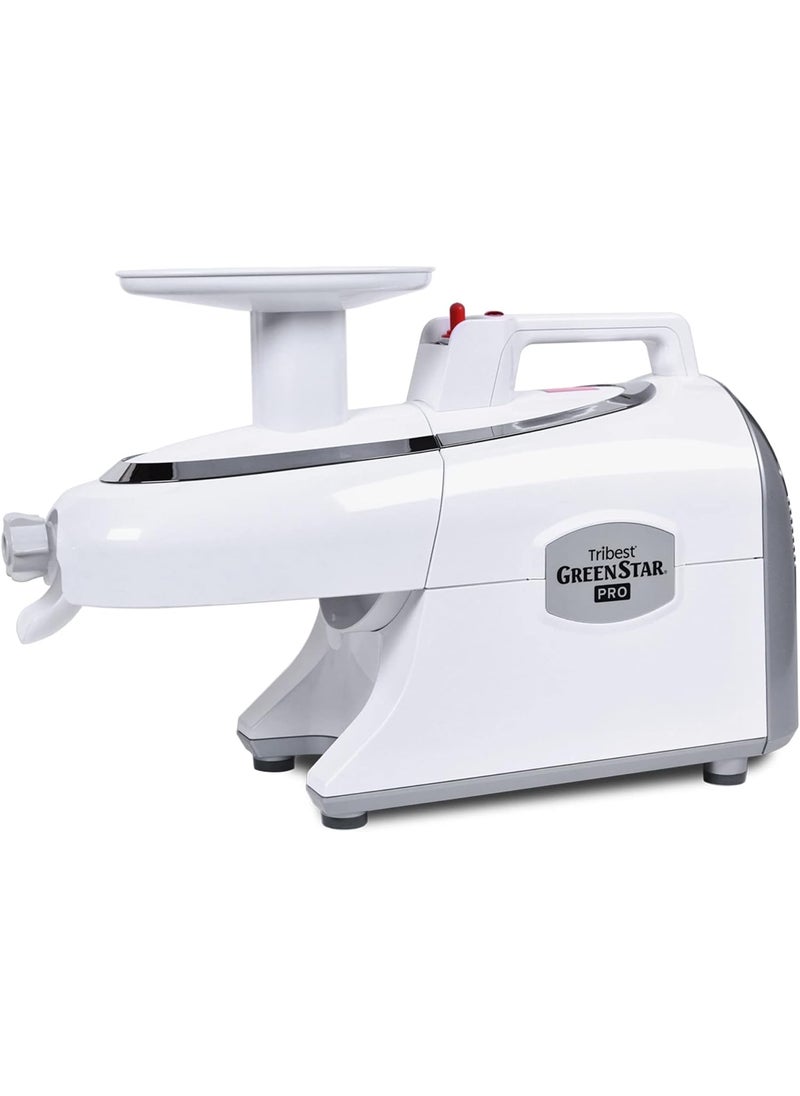 Tribest Greenstar GSP501B Pro Jumbo Slow Masticating Juicer Twin Gear Cold Press Juicer  Juice Extractor White