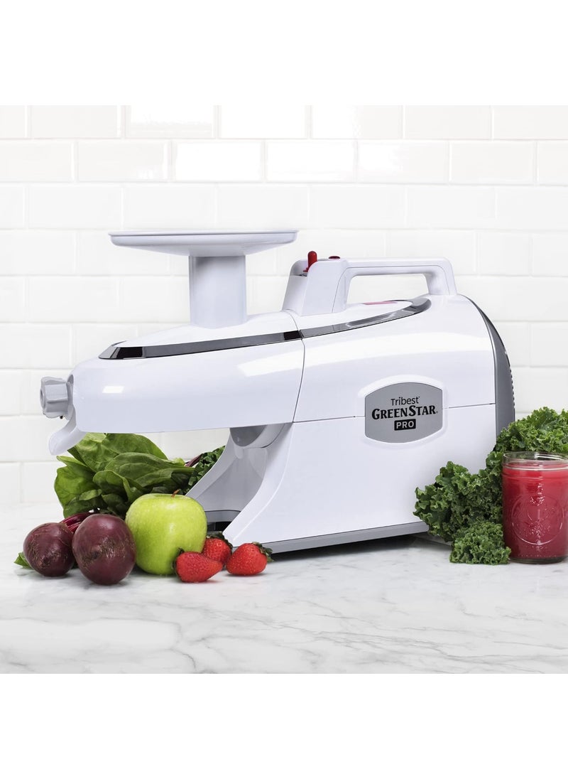 Tribest Greenstar GSP501B Pro Jumbo Slow Masticating Juicer Twin Gear Cold Press Juicer  Juice Extractor White
