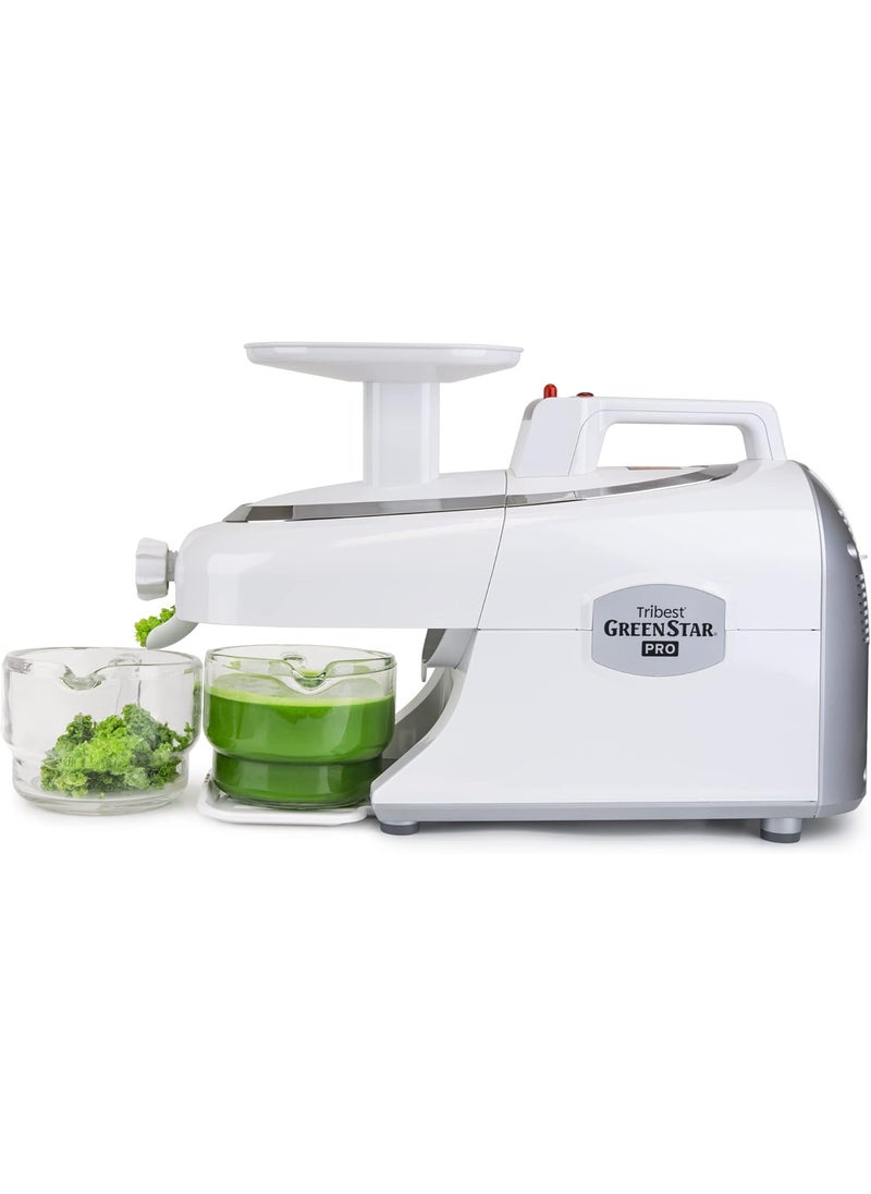 Tribest Greenstar GSP501B Pro Jumbo Slow Masticating Juicer Twin Gear Cold Press Juicer  Juice Extractor White