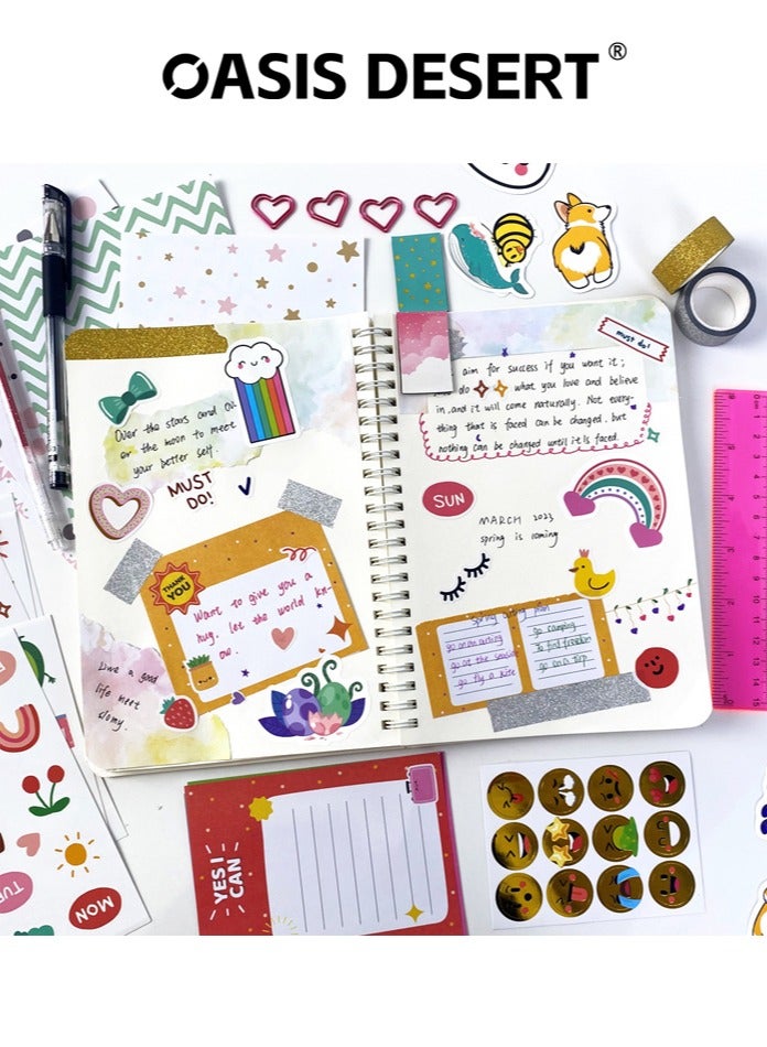 OASIS DESERT DIY Diary Notebook Set Children's Pink Hand Drawn Stickers Stationery Gift Box Scrapbook Thin Stationery Set - Image 5