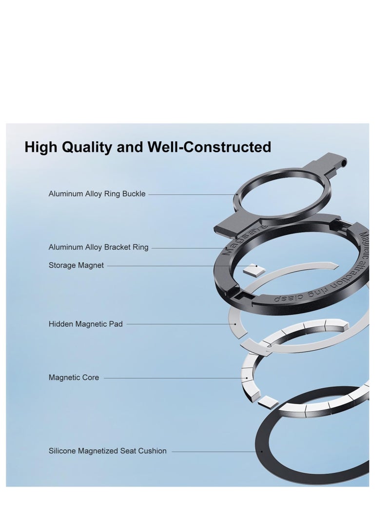 Excefore Magnetic Phone Ring Holder, Adjustable Zinc Alloy Phone Ring Holder, for Magsafe Phone Ring Stand Holder, Compatible with iPhone Series and Phones with Magnetic Suction Case (Silvery) - Image 5