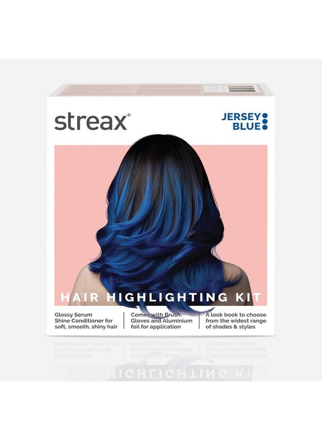 Streax Hair Colour Highlight Kit | Blue Hair Colour, Jersey Blue - Pack Of 1 I Enriched With Walnut & Argan Oil I Hair Colour For Women | Rich, Vibrant, Easy To Use, Diy Application  - Image 1