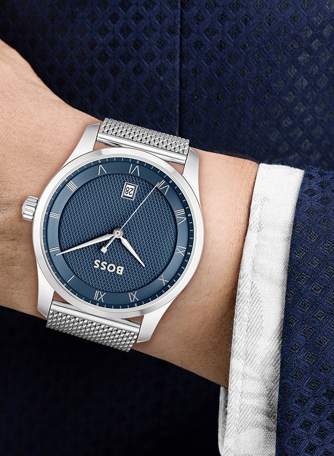 HUGO BOSS ساعة يد رجالية بعقارب دائرية الشكل من الستانلس ستيل 1514115 - 41 ملم - Image 4