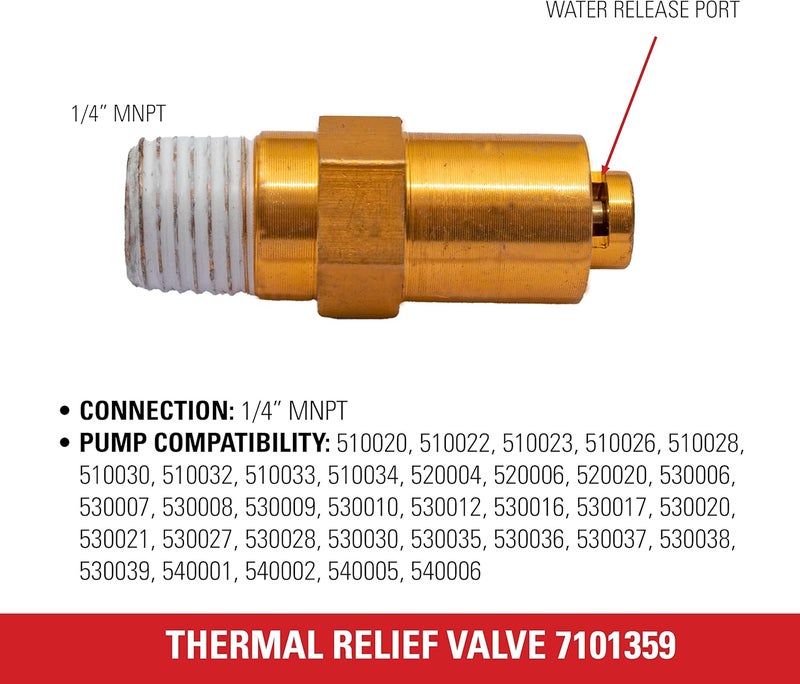 Simpson Cleaning 7101359 Thermal Relief Valve for Gas Powered Pressure Washer Pumps Gold - Image 5