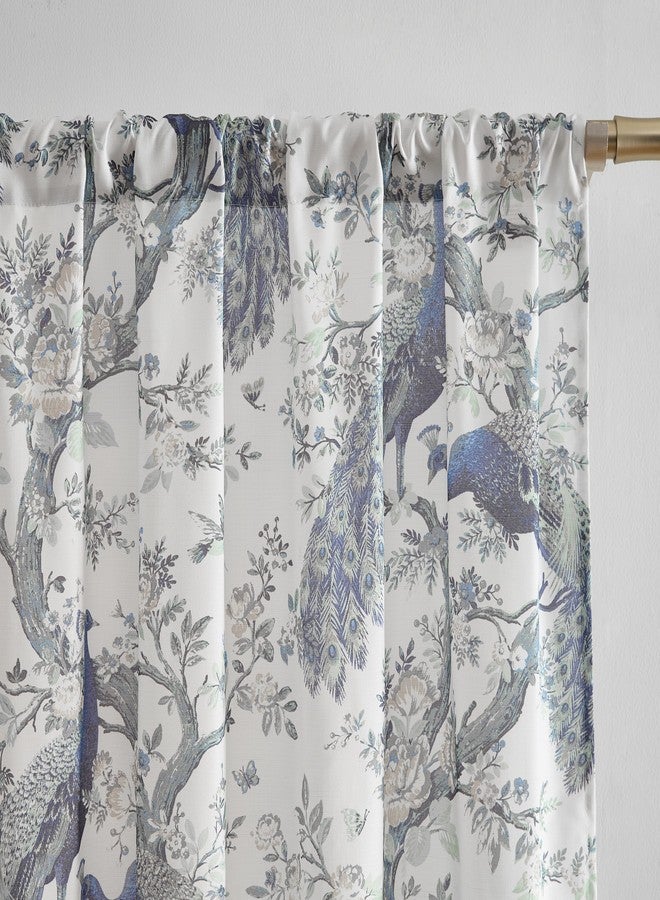 Laura Ashley Belvedere Window Curtains with Rod Pocket, 84-inch Length, 2 Panels Set, Canvas Light Filtering, White - Image 2