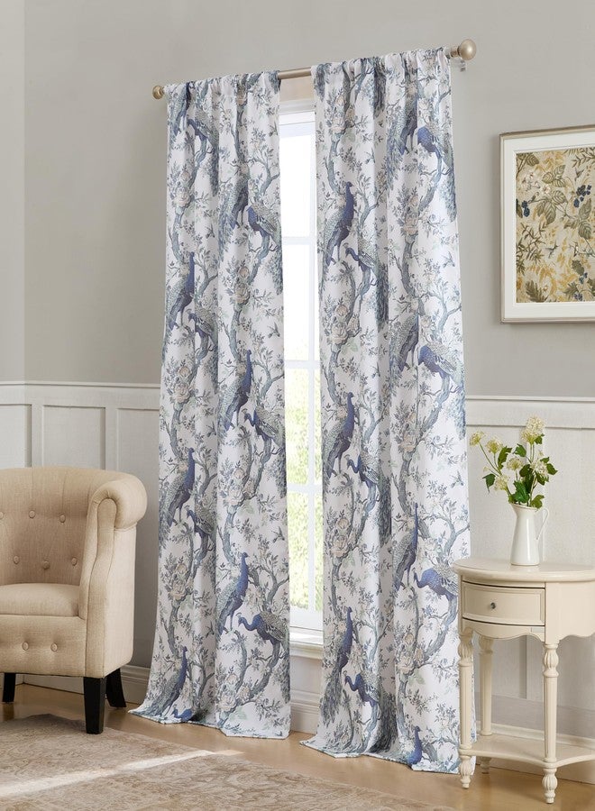 Laura Ashley Belvedere Window Curtains with Rod Pocket, 84-inch Length, 2 Panels Set, Canvas Light Filtering, White - Image 3