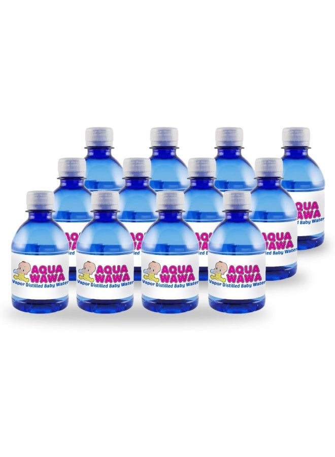 AQUAWAWA Nursery Water for Babies 12 Pack 8 oz Bottles Purified Vapor Distilled | Single Serve | Lightweight for Diaper Bag | BPA, Fluoride, Chemical and Mineral Free | Dr Recommended, Clean, Fresh - Image 1