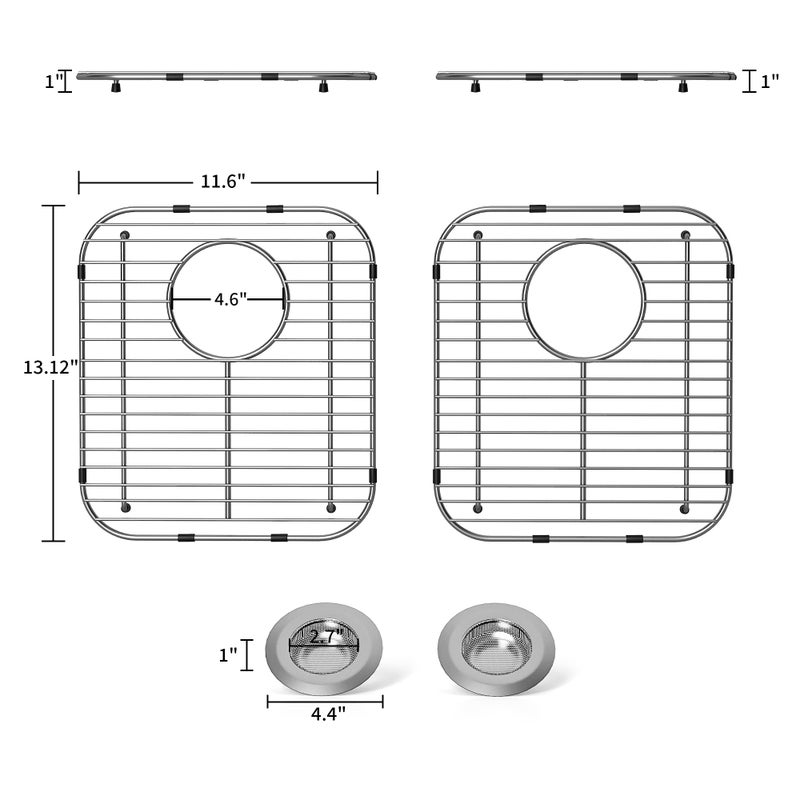 SUZLON 2Pack Stainless Steel Kitchen Sink Grid,13.2" x 11.6" x 1.2" Sink Protectors With Rear Drain Hole,Sink Rack for Bottom of Sink, Anti-rust Metal Sink Bottom Grid With 2Pack Sink Strainers - Image 3