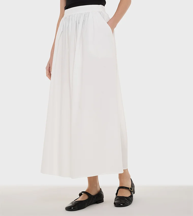 بي سي بي جي BCBG Midi Skirt In Poplin