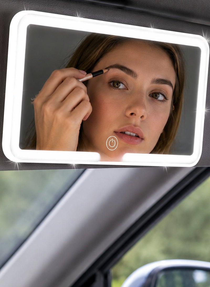 Car Sun Visor Vanity Mirror with LED Lights & 3X Magnification, Rechargeable Makeup Mirror for Car Visor, 3 Color Dimmable Lighting, Touch Control HD Mirror for Cars Trucks SUVs Women Accessories - Image 2