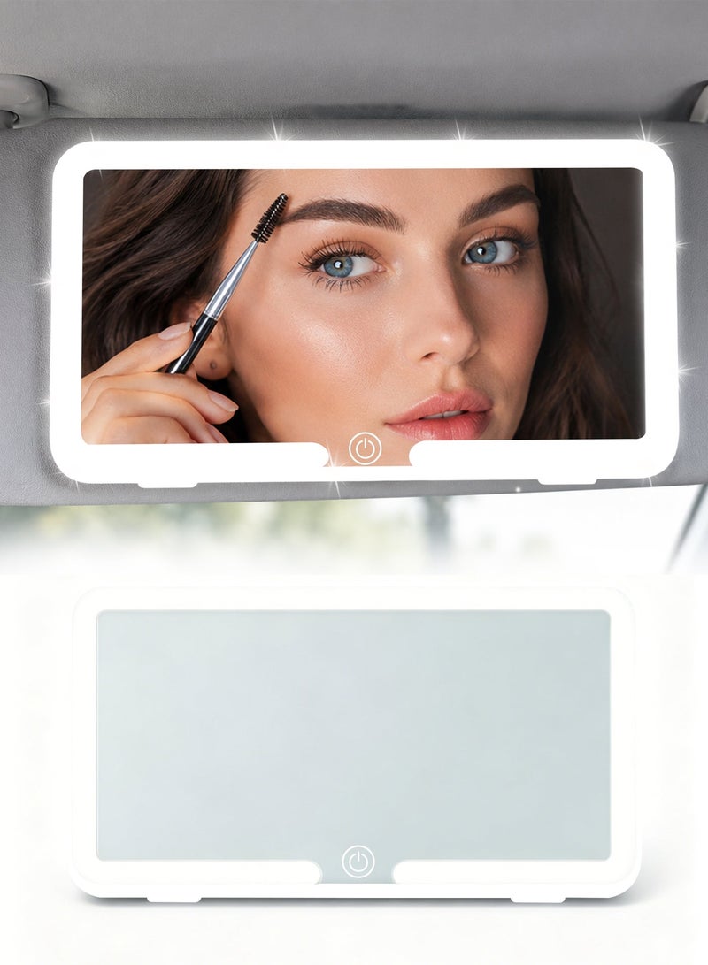 Car Sun Visor Vanity Mirror with LED Lights & 3X Magnification, Rechargeable Makeup Mirror for Car Visor, 3 Color Dimmable Lighting, Touch Control HD Mirror for Cars Trucks SUVs Women Accessories - Image 1