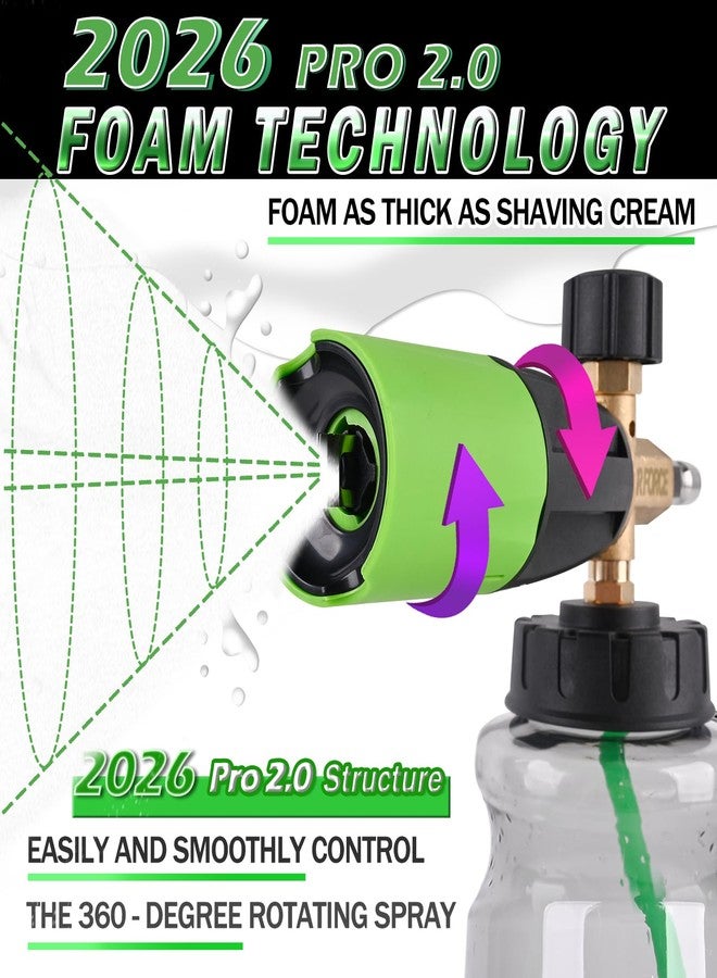 BEAR FORCE Pressure Washer Brass Foam Cannon (Wide Mouth) - Car Wash Snow Foam Lance Pressure Washer Soap Dispenser for Car Washing with 360° Adjustable Thick Foam + 1/4 Quick Connector, 1L Bottle - Image 3