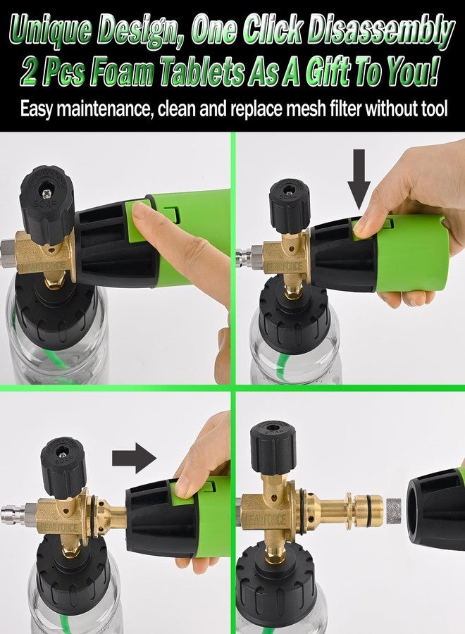 BEAR FORCE Pressure Washer Brass Foam Cannon (Wide Mouth) - Car Wash Snow Foam Lance Pressure Washer Soap Dispenser for Car Washing with 360° Adjustable Thick Foam + 1/4 Quick Connector, 1L Bottle - Image 2