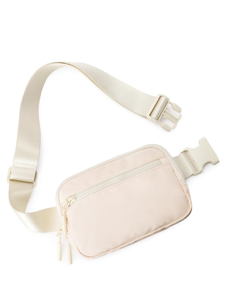 WESTBRONCO Fanny Packs for Women Men, Belt Bag with 4 Zipper Pockets, Fashion Waist Packs, Lightweight Crossbody Bags with Adjustable Strap for Workout/Running/Hiking (Beige) - Image 1