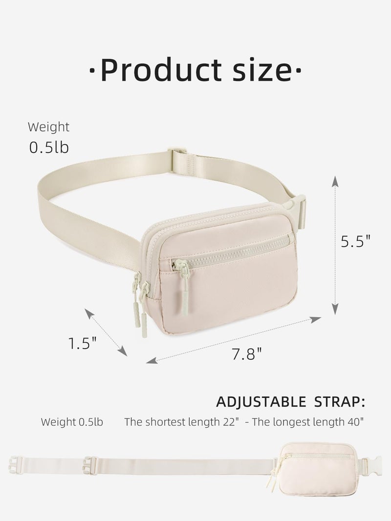 WESTBRONCO Fanny Packs for Women Men, Belt Bag with 4 Zipper Pockets, Fashion Waist Packs, Lightweight Crossbody Bags with Adjustable Strap for Workout/Running/Hiking (Beige) - Image 3