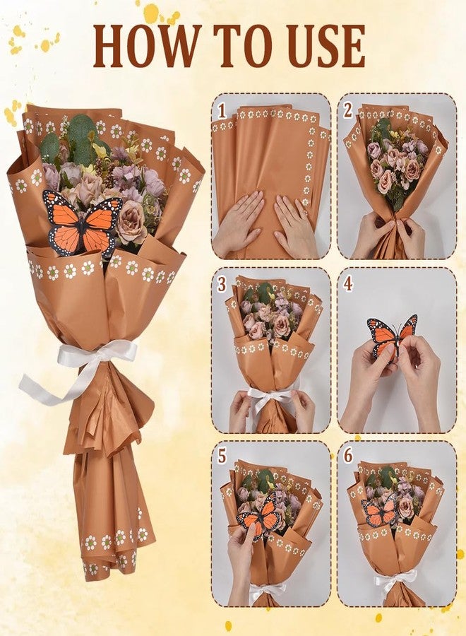 AHANDMAKER 25 Sheet Mexican Flower Wrapping Paper with 10 Monarch Butterfly Waterproof Floral Bouquet Wrapping Paper for DIY Flower Bouquet Wedding Birthday Party Gift Packaging Florist Mother's Day Supplies Cinco de Mayo - Image 3