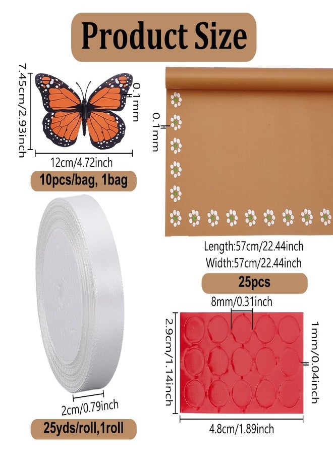 AHANDMAKER 25 Sheet Mexican Flower Wrapping Paper with 10 Monarch Butterfly Waterproof Floral Bouquet Wrapping Paper for DIY Flower Bouquet Wedding Birthday Party Gift Packaging Florist Mother's Day Supplies Cinco de Mayo - Image 2