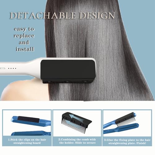 Dladhict Flat Iron Attachment, Removable Hair Straightener, The Comb for Flat Iron for Black Hair, Professional or Home Use Compact Straightening Styling Tool (Black) - Image 4