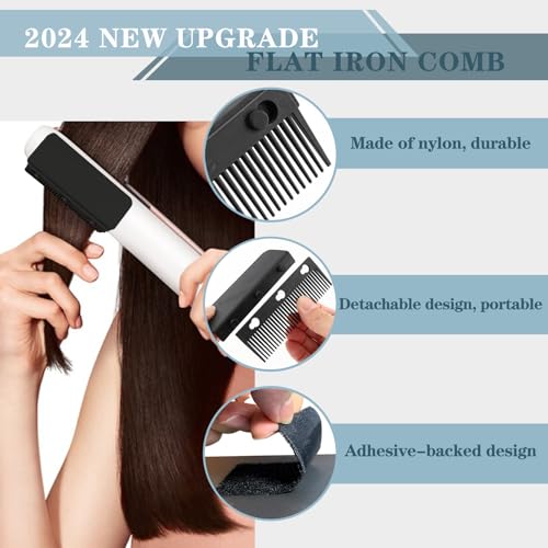 Dladhict Flat Iron Attachment, Removable Hair Straightener, The Comb for Flat Iron for Black Hair, Professional or Home Use Compact Straightening Styling Tool (Black) - Image 2