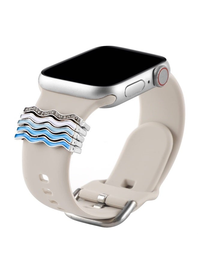 YONWORTH Watch Band Charms Decorative Rings Loops Compatible with Apple Watch Bands 38mm 40mm 41mm 42mm 44mm 45mm, Wave Metal Sparkles Accessories for iWatch Series SE 8 7 6 5 4 3 2 1 Ultra (No Band) (Blue) - Image 4