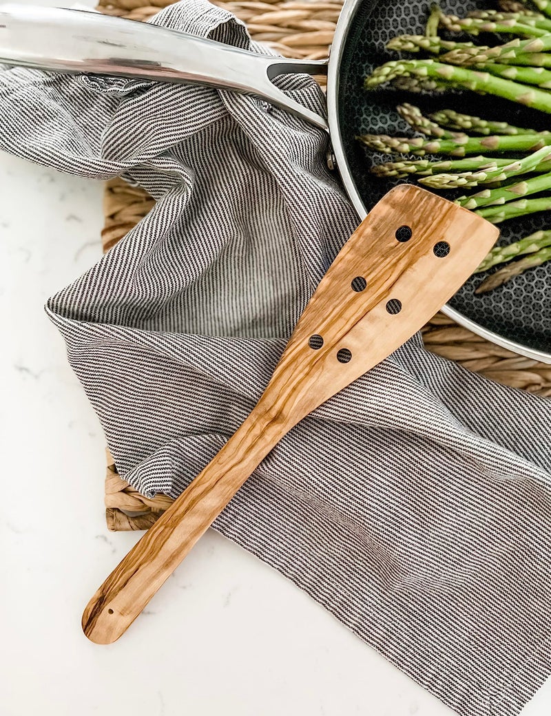 Cilio Toscana Olivewood Utensil Set Includes Assorted Cooking and Serving Spatulas  Turners and Spoons Natural  7-Piece - Image 4