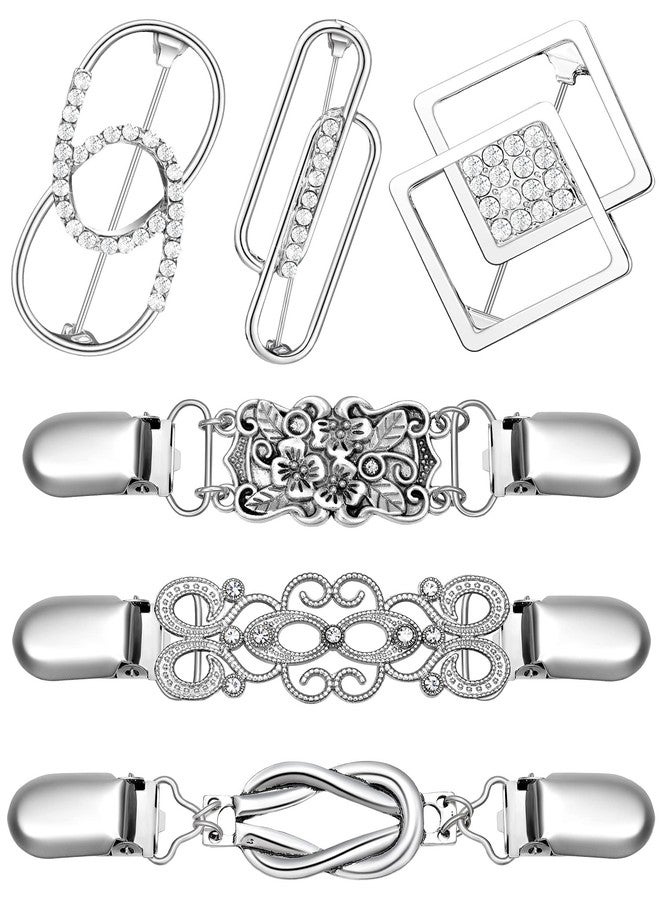 Ferraycle 6 Pieces Vintage Dress Shirt Cardigan Brooch Cinch Clips Retro Sweater Shawl Clips for Women Girls Wearing Gift - Image 1