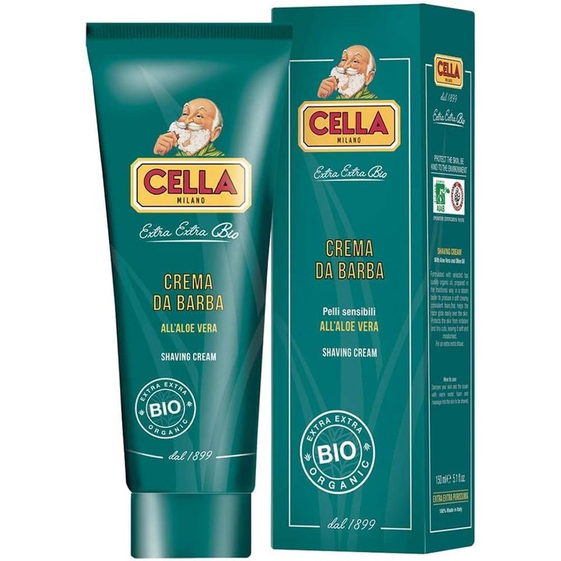 CELLA MILANO Organic Aloe Vera Shave CreamSoap For use with a Shaving Brush Generates a Rich Thick and Protective Lather No Shave Bowl Needed Made in Italy
