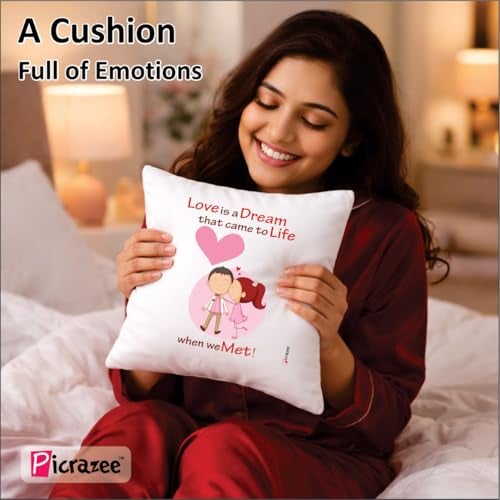 PICRAZEE Romantic Gift Combo (Cushion+Filler, Mug, Teddy-Roses in Metal Box, K-Ring, F-Magnet, G-Card, Jewelry Box, Heart Pendant) Perfect Love Gift - Image 4