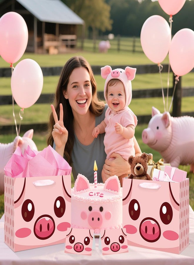إنوفوسكيب حقيبة هدايا على شكل خنزير للأطفال (بنين وبنات) لحفلات استقبال المولود الجديد، حقيبة هدايا وردية اللون على شكل خنزير، حقيبة هدايا كبيرة على شكل حيوانات مزرعة لحفلات استقبال المولود الجديد، زينة حفلات أعياد الميلاد، لوازم حفلات. - Image 5