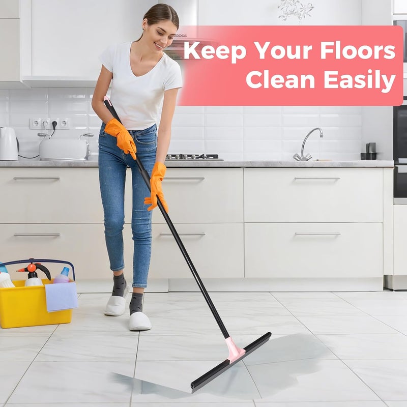 wlich Floor Squeegee Heavy Duty, 60CM Large Floor Squeegee Broom with 150CM Long Handle, Floor Scraper Rubber Broom for Garage, Tile, Deck, Bathroom,Outdoor,Window, Glass - Image 5