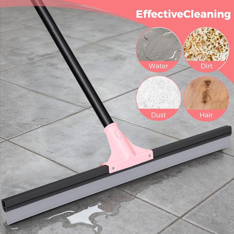wlich Floor Squeegee Heavy Duty, 60CM Large Floor Squeegee Broom with 150CM Long Handle, Floor Scraper Rubber Broom for Garage, Tile, Deck, Bathroom,Outdoor,Window, Glass - Image 3