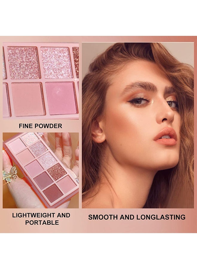 Sweet Mint 10 Colors Eyeshadow Palette,Matte&Glitter&Shimmer Eyeshadow Makeup,Pink Powder Light Pink Eye Shadow Shades,Naturing-Looking,Waterproof Eye Shadow Palette Makeup,#03 - Image 4