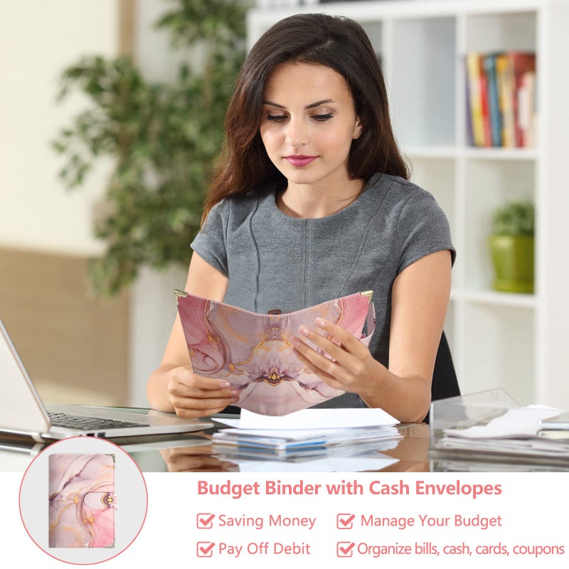 ONEDONE Budget Binder with Zipper Envelopes,A6 Money Organizer for Cash with 12PCS Cash Envelopes,12PCS Budget Sheets, 28 PCS Categories Sticker Labels for Budgeting(Pink) - Image 2
