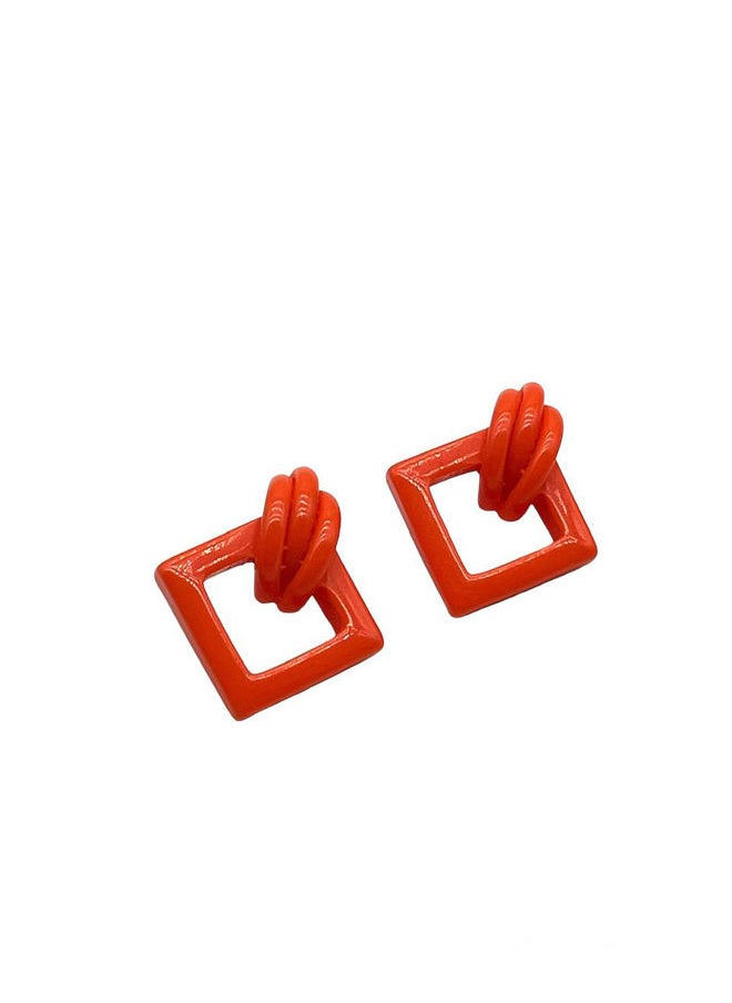 FLUFFY - Square with three circles Earring Of Fluffy Women's Accessories-Orange - Image 1