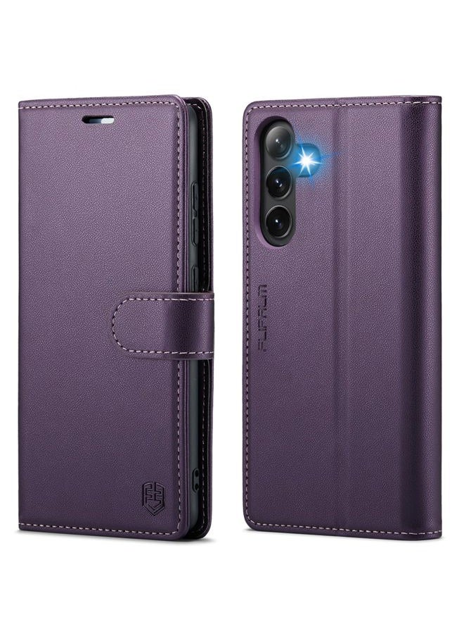 FLIPALM Samsung Galaxy S24 Plus/S24+ Wallet Case with RFID Blocking Credit Card Holder Kickstand Shockproof Protective PU Leather Cover for Men Women (Purple) - Image 1