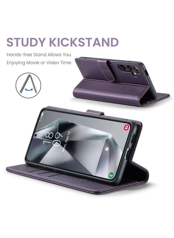 FLIPALM Samsung Galaxy S24 Plus/S24+ Wallet Case with RFID Blocking Credit Card Holder Kickstand Shockproof Protective PU Leather Cover for Men Women (Purple) - Image 4