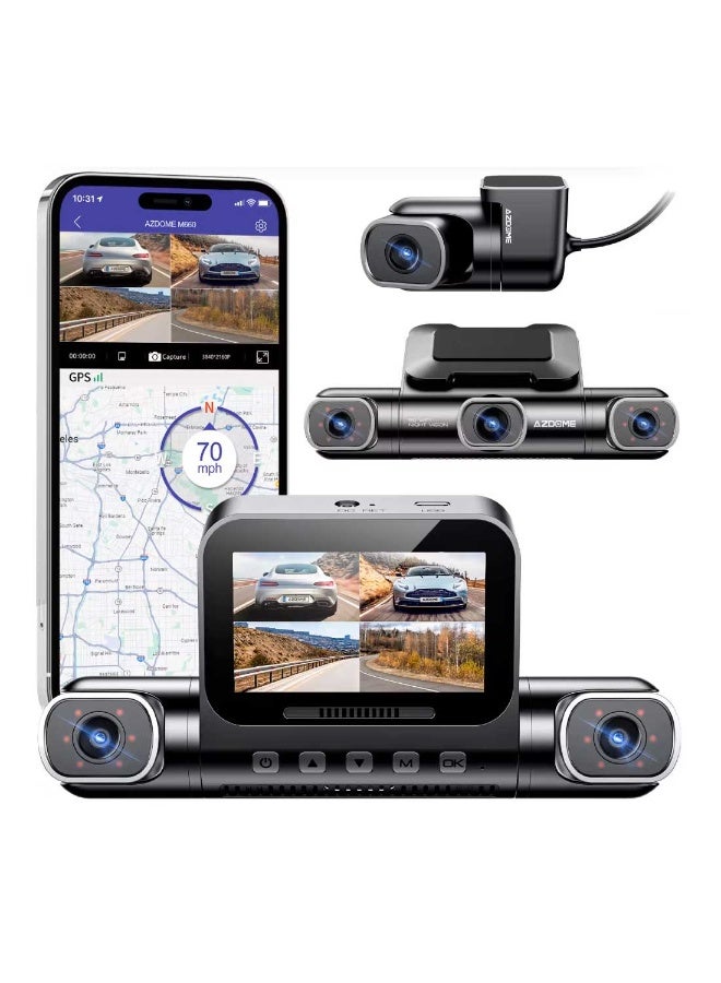 أزدوم كاميرا سيارة AZDOME M660 4 قنوات بدقة 2K مع تحكم صوتي ذكي وذاكرة داخلية 128GB eMMC ووضع مراقبة 24 ساعة - Image 1