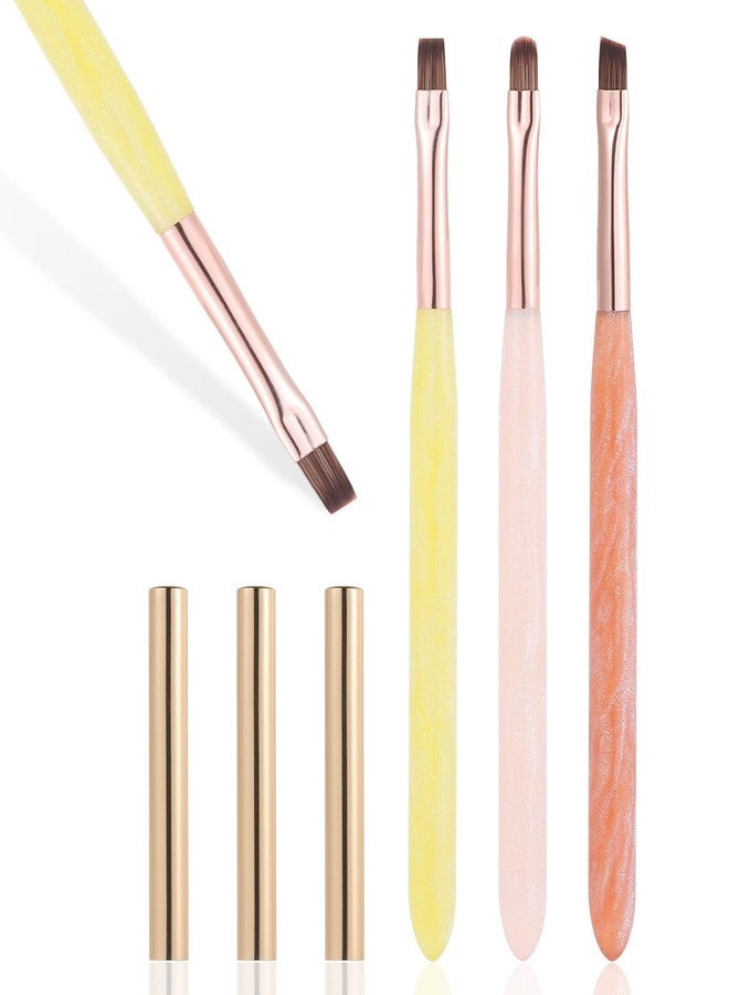 outopen 3Pcs Nail Art Clean Up Brushes, Oval/Flat/Angled Fine Nail Brushes Set Professional Nail Painting Brushes for Cleaning Polish Mistake and Nail Gel Application - Image 1