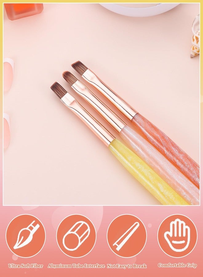 outopen 3Pcs Nail Art Clean Up Brushes, Oval/Flat/Angled Fine Nail Brushes Set Professional Nail Painting Brushes for Cleaning Polish Mistake and Nail Gel Application - Image 2