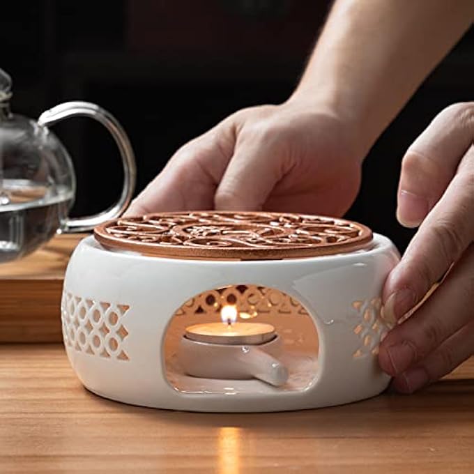 Zhed Ceramic Teapot WarmerTea Light Warmer With Candle Holder Teapot Pad Teapot Warmer Base For Borosilicate Glass Teapot Cast Iron Teapot Suitable For Heating Tea Coffee And Milk - Image 5